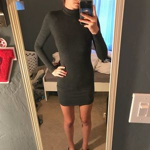 Forever 21 Dark Grey Longsleeve Bodycon Dress